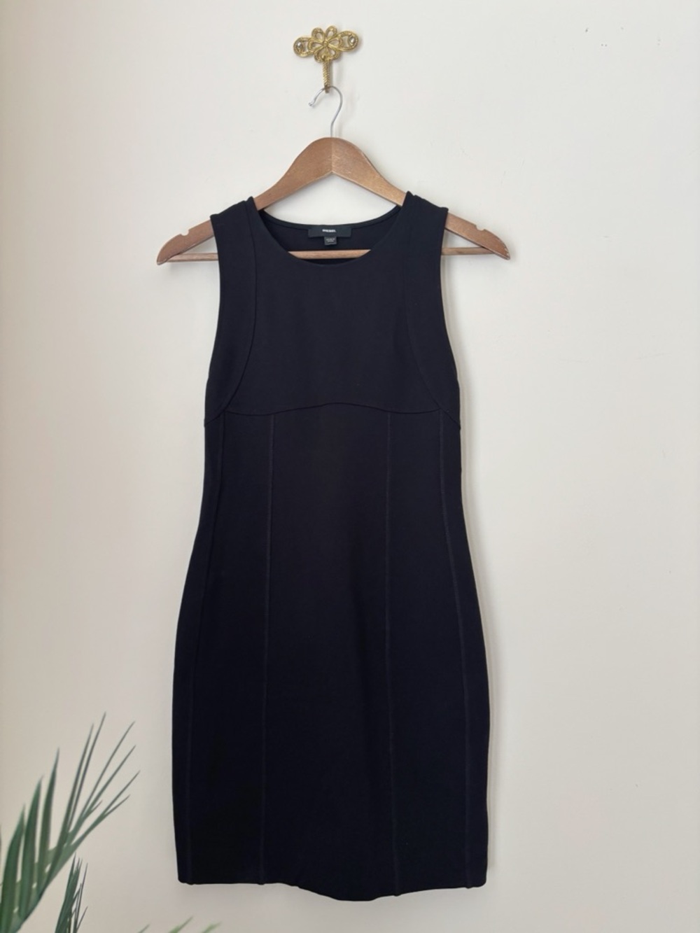 DIESEL Black Ponte Knit Sleeveless Shift Dress XS Edgy Minimalist